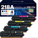 218A Toner Cartridges 4 Pack 218X 3301fdw 3201dw Compatible for HP 218A 218X 218 Color Pro MFP 3301 3301cdw 3301fdw 3201dw 3301sdw Printer Ink Set with Chip | W2180A Black Cyan Yellow Magenta