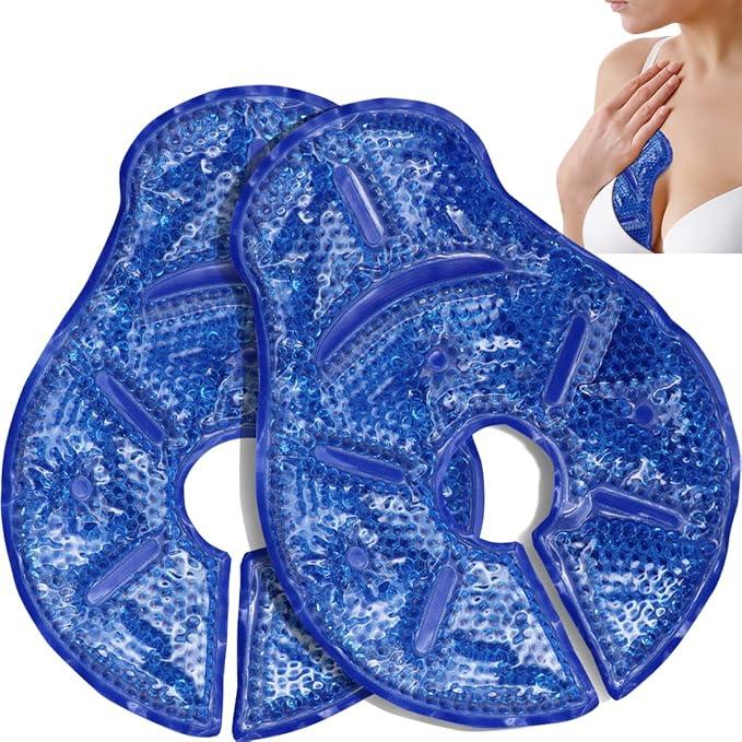 Hot Cold Breast Therapy Pads, Breast Ice Pack, Cooling Breast Gel Pads, Breastfeeding Essentials and Postpartum Recovery| Nursing Pain Relief for Mastitis| Fabric Backing for Ultimate Comfort, Blue, 2 PACK,  2Pcs