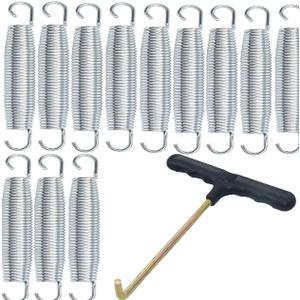 Talyrui 4.5in Trampoline Springs, 12 Packs, High-Durability, Silver, Tapered Design, T-Hook