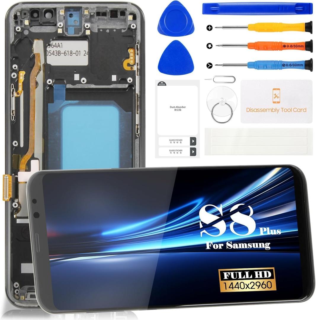 SRJTEK TFT for Samsung Galaxy S8+ LCD Display for Samsung Galaxy S8 Plus Screen Replacement for Galaxy S8+ SM-G955F SM-G955U SM-G955W Touch Screen Digitizer Repair Part with Kits with Frame(Black