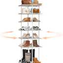 Spinning Rotating Shoe Rack: All-Metal 7 Tier 360 Revolving Boot Rack, Vertical Shoe Organizer Space Saving for Balcony, Entryway, Door, Living Room, White