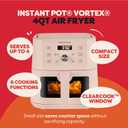 Instant Pot 4Qt VORTEX 6-in-1 Mini Air Fryer, Custom Program Options, Air Fry, Broil, Roast, Dehydrate, Bake, Reheat, Rosewater, 4 Quarts