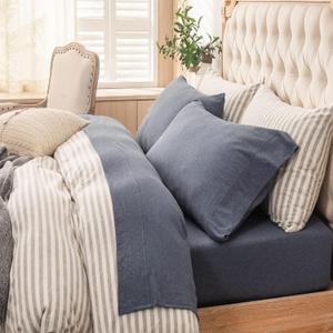 PURE ERA Jersey Knit Sheet Set Heather Navy Blue Queen
100% Cotton, 4 Piece Set, T Shirt Soft, Deep Pocket, Fits Mattresses Up to 20" Deep, All Around Elastic, Modern and Casual