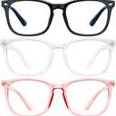 hunsquer Blue Light Glasses for Woman/Men Computer Blue Light Glasses (8068 3pack Black+toumin+pink)