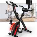 Folding Exercise Bike, SLUNSE 5 IN 1 Foldable Stationary Bike for Home, Indoor Cycling Bike with 16 Level Adjustable Magnetic Resistance, 350LBS Weight Capacity, Soft Seat Backrest For Fitness Workout