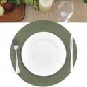 SHACOS Round Placemats Set of 6 Washable 15 inch Round Table Mats Cotton Polyester Woven Braided Place Mats for Dining Table (Olive Green, 6)