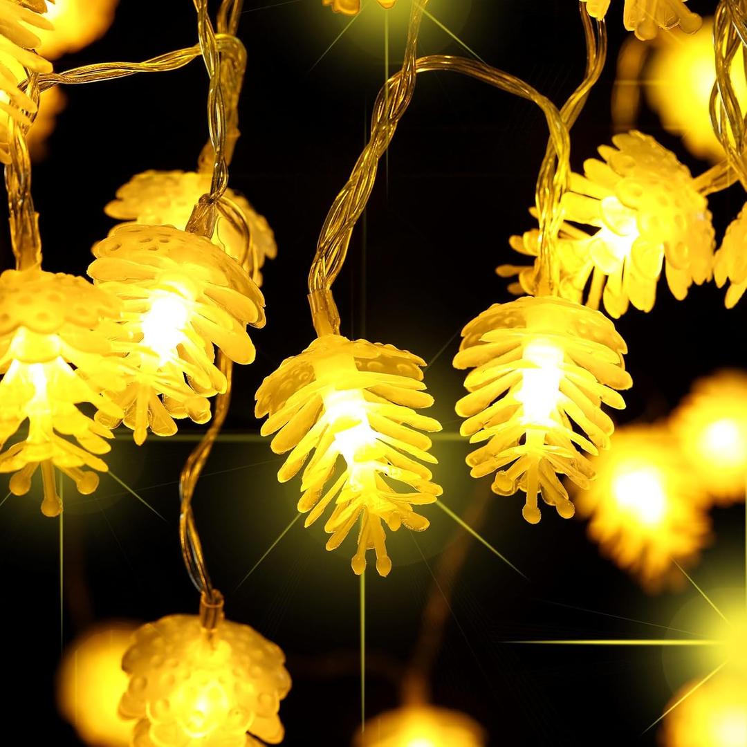 Bencailor 3 Pcak Christmas String Lights Waterproof Christmas Tree Hanging Decorative String Lights Yard Porch Balcony for Tree Party Wedding Supplies(Pine Cone)