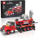 Mould King Trailer Toy Building Block, Realistic American Style Semi Truck Model Building Sets for Boys Girls Ages 8+, 24079 STEM Toy with Forklift Truck, Collectible Model for Adults (906 PCS)