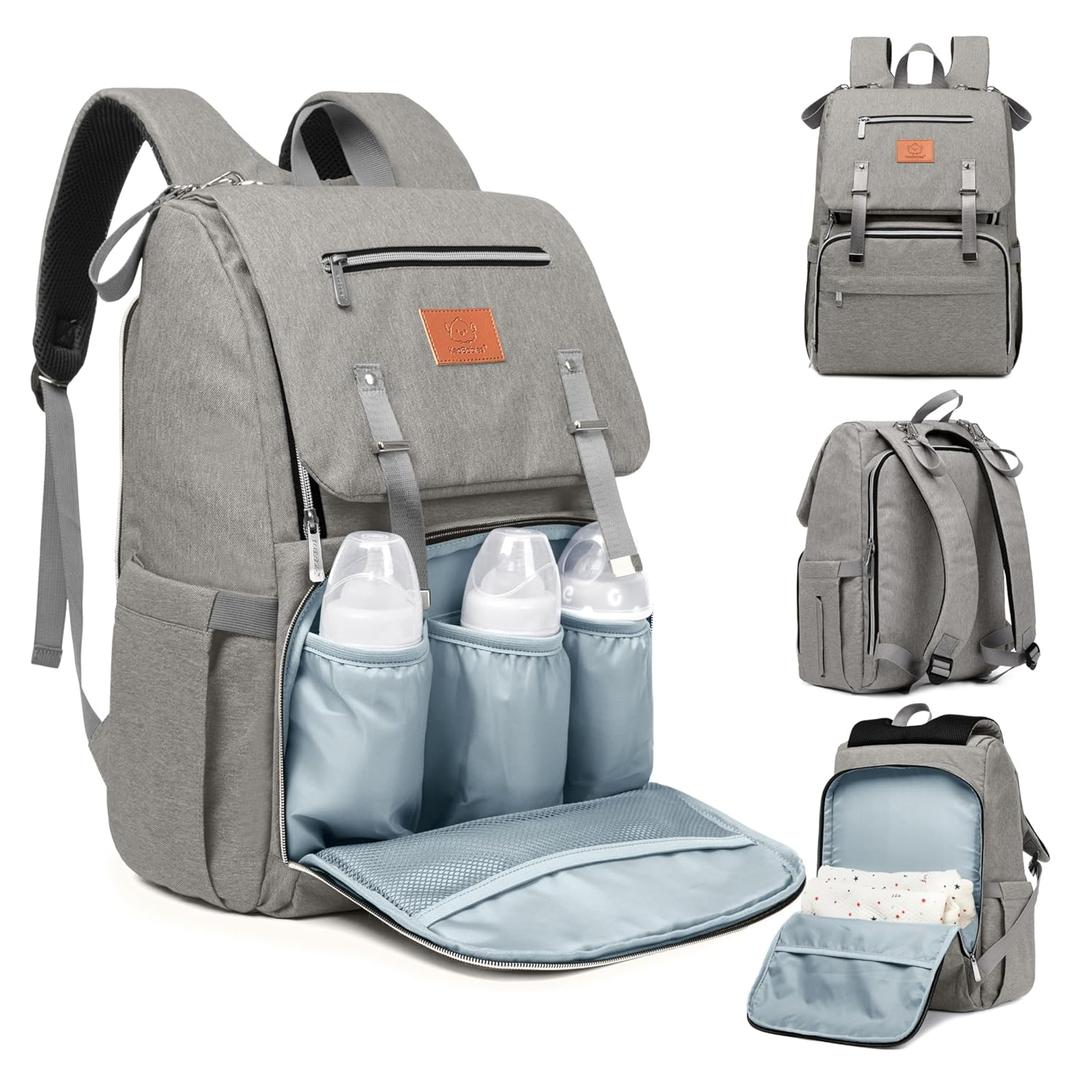 KeaBabies Baby Diaper Bag Backpack, Travel - Large Baby Bag for Mom and Dad, Waterproof, Multi-Function Girl Boy Diaper Backpack with Changing Pad, Durable Travel Essentials (Classic Gray) KeaBabies Baby Diaper Bag Backpack, Travel - Large Baby Bag for Mom and Dad, Waterproof, Multi-Function Girl Boy Diaper Backpack with Changing Pad, Durable Travel Essentials (Classic Gray)