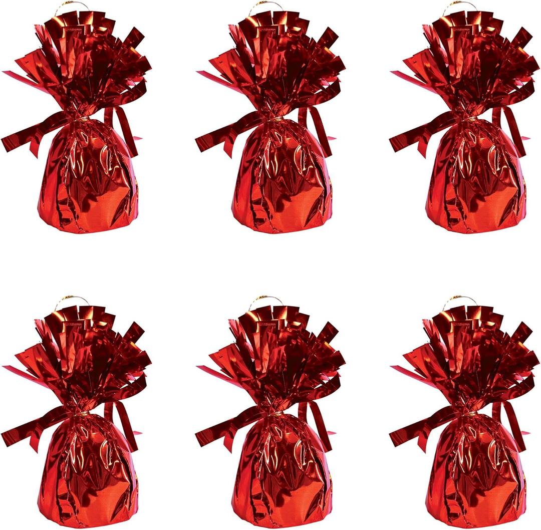 Beistle Metallic Plastic Wrapped Balloon Weight Holders For Birthday Party Decorations, Red - 6 Piece Beistle Metallic Plastic Wrapped Balloon Weight Holders For Birthday Party Decorations, Red - 6 Piece