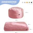 MAXYOYO Bean Bag Chair Bed for Kids, Convertible Bean Bag Folds from Lazy Chair to Floor Mattress Bed, Machine Washable Corded Fabric, Stuffed Floor Sofa Couch for Boys and Girls, Pink