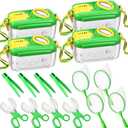 4 Sets Bug Catcher for Kids Students Kids Bug Catching Kit Collector Bug Box with Bug House, Butterfly Net, Bug Tweezer, Bug Cage Bug Habitats Container Collection Outdoor Explorer Gift