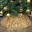 Blissun Christmas Tree Collar, Sequin Christmas Tree Skirt, Foldable Tree Ring, Xmas Tree Stand Base Cover for Christmas Tree Decoration, Bright Gold
