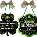 Jetec 2 Pieces St. Patrick's Day Door Sign Shamrock Wooden Sign for Patrick's Day Decor 12 x 12 Inch Farmhouse Shamrock Hanging Decoration for Front Door and Wall