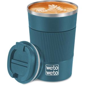 WETOWETO 12oz Stainless Steel Coffee Tumbler, Travel Coffee Mug, Insulated Coffee Mug with Lid, Spill Proof Coffee Cup, Portable Thermal Mug, Reusable Coffee Cup for Hot and Cold (Blue)