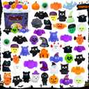 120 PCS Halloween Mochi Squishy Toys fillers with Storage Box  Non Candy Trick or Treat Gifts for Kids, Cute Halloween Party Favors, Pumpkin Ghost Spider Designs, Classroom Prizes, Stress Relief Toys