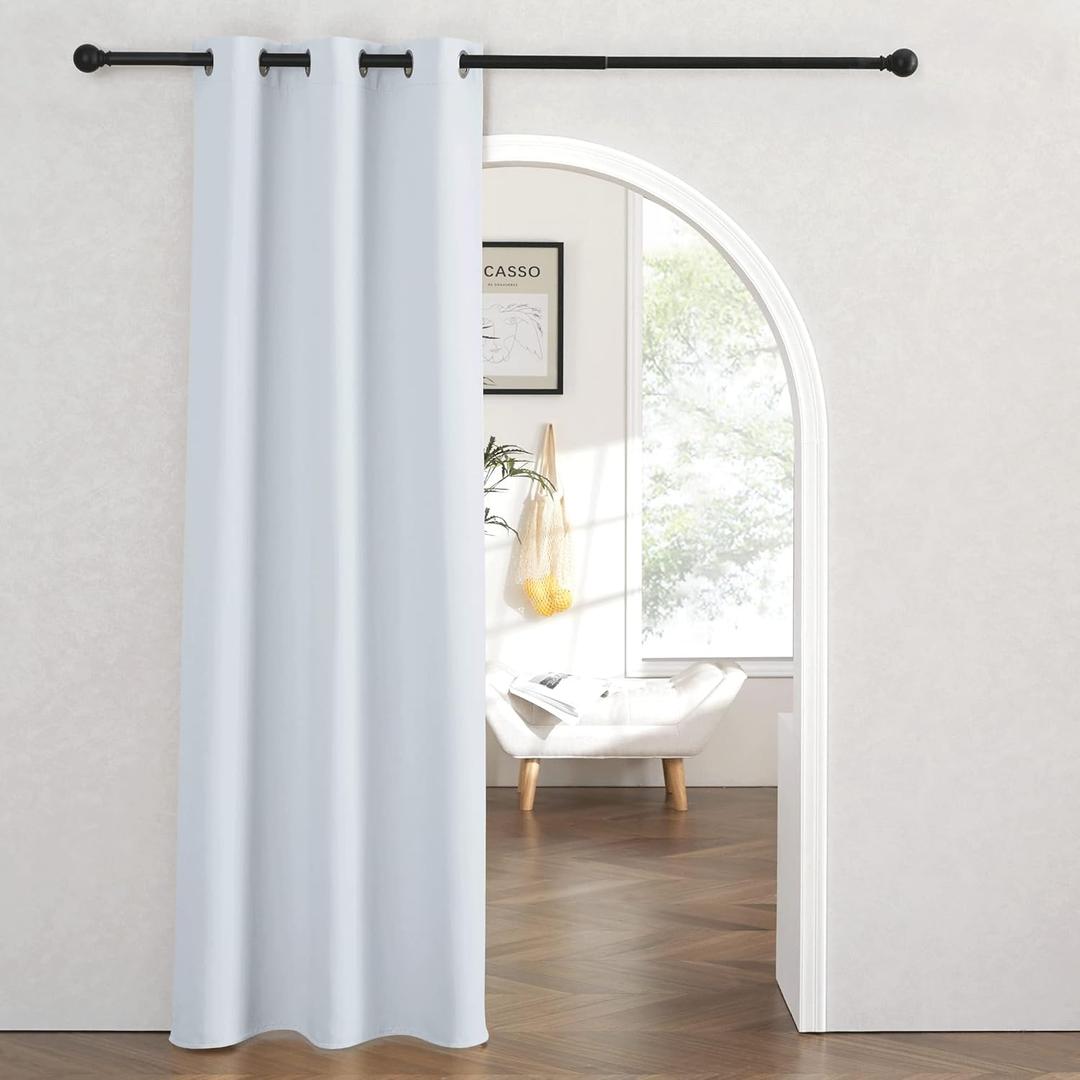 RYB Home Blackout Curtains Thermal Insulating Privacy Temporary Door Curtains for Bedroom Closet Doorway Accordion Door Interior Living Room Kids Nursery Dining, Wide 60 x Long 90 inch, Greyish White
