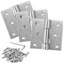 3 Pack 3" x 3-3/8" Self Closing Door Hinges, 201 Stainless Steel Spring Hinges, Automatic Closing Adjustable Tension Hinges