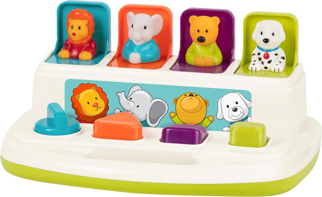 Battat  Cause-And-Effect Toy  Developmental Toy With Buttons & Colors  Color Sorting Animal Toys  For Kids, Toddlers, Babies  18 Months +  Pop-Up Pals