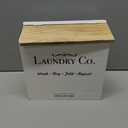 Magnetic Lint Bin for Laundry Room - Dryer Lint Bin with Lid - Wooden Lint Holder, Magnetic Lint Trash Can, Rustic Lint Box - Modern Farmhouse Laundry Room Decor, White