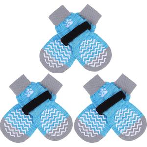PUPTECK Non-Slip Dog Socks Double Sides Grips for Hardwood Floors Prevents Licking, Dog Shoes for Hot Pavement Traction Control Booties for Senior Dogs, Small Medium Large Dogs, Blue Small