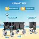 Beach Wagon with Big Balloon Wheels for Sand, 240L Collapsible Wagon, 9x4 Wide Wheels, 450lbs Heavy Duty Beach Cart with Side Covers & Zipper Pockets, 600D Oxford Fabric, Black