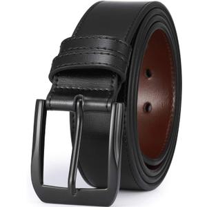 Mens Casual Leather Jeans Belts 1 1/2 Wide 4MM Thick Alloy Prong Buckle Work Dress Belt for Men (54-56)