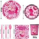 10-Person Cowgirl Birthday Party Decorations Kit - Pink Plates, Napkins, Cups, Cutlery, Banner, Tablecloth - Western Theme Birthday & Holiday Supplies