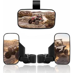 RANSOTO UTV Side Rear view Mirror And Center Mirror for 1.6" to 2" Bar Compatible with Polaris RZR Ranger Can-Am Maverick Commander Yamaha Rhino Kawasaki Teryx Honda Pioneer Talon Arctic Cat ZForce