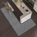 Washable Corner Kitchen Mat, L Shape Rug for Island Table, Super Absorption Velvet Rugs for Floor, Skid Free Right/Left Corner Rug for Door, Bathroom,Bedroom (Grey Right-L, 4'7''X6'7''X1'10'')