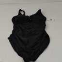 Charmo Maternity One Piece Swimsuit Scalloped Cut Out Ruched High Waisted Scoop Neck Pregnancy Bathing Suit (Small, Black)
