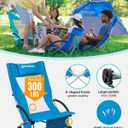 KingCamp Low Beach Chair, High Back Folding Camping Chair for Adults, Oversized Breathable Mesh Seat, 300lbs Heavy Duty Portable Chair with Cup Holder & Storage Pockets for Beach, Outdoor