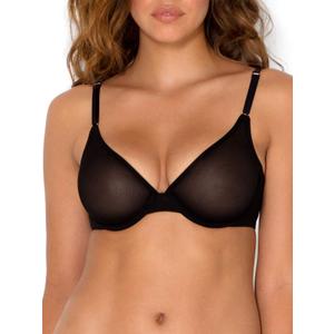 Smart & Sexy Sheer Mesh Demi Underwire Bra, Flirty & Supportive (40DD, Black Hue (Mesh))