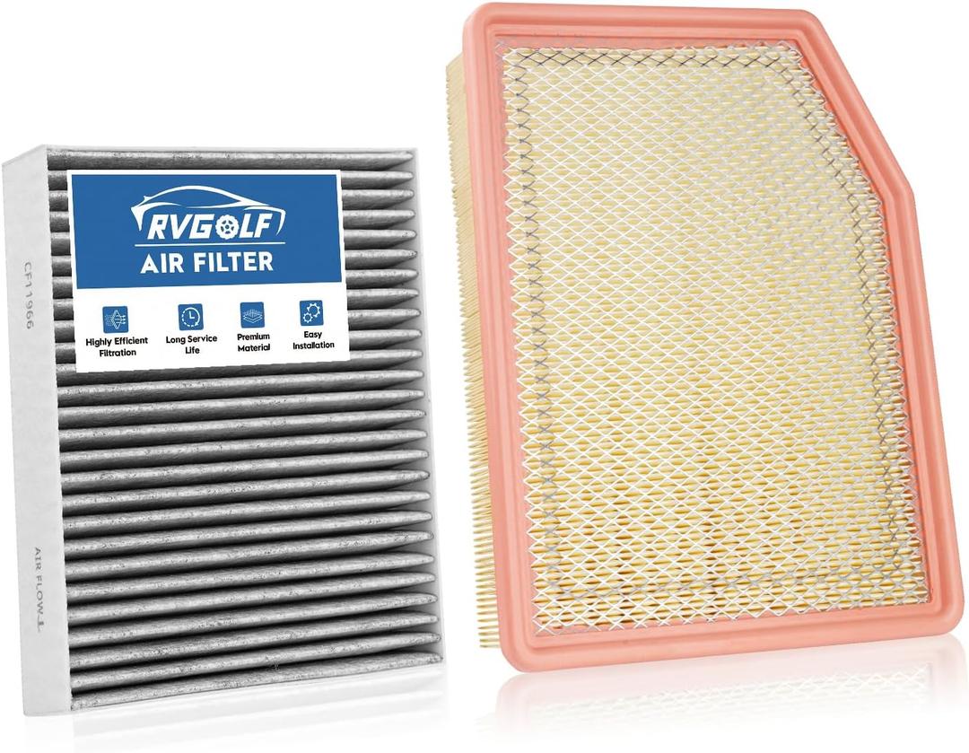 Engine+Cabin Air Filters Fit for 2019-2026 Silverado 1500Sierra 1500, 2021-2026 TahoeSuburbanYukon, 2021-2026 Escalade Engine Air Filter Replacement Accessories CF11966 CA12405