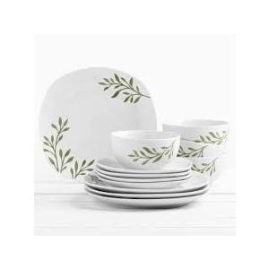Tabletops Gallery Set of 12 PCs Service for 4 Dinnerware Set White