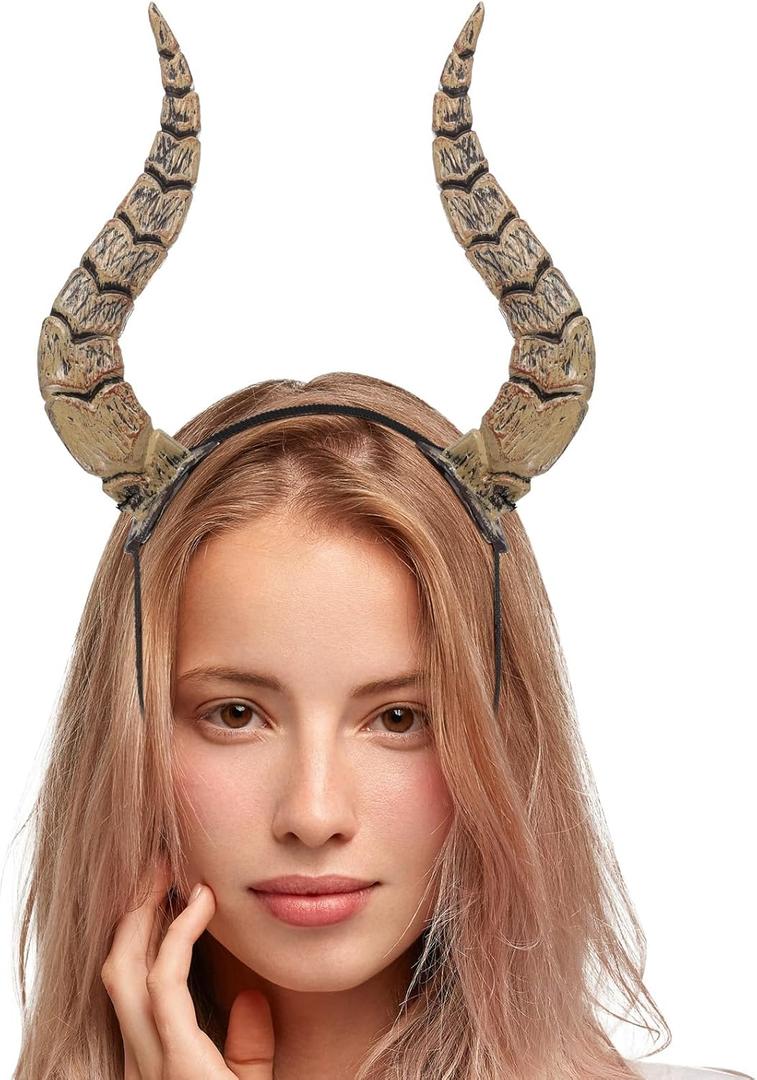 VALICLUD Halloween Horn Headband, Bull Horns Accessory - Animal Simulation Horn Headband Headwear for Animal Fancy Dress Headband Halloween Festival Dance Party Cosplay