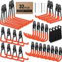 32 Pack Garage Hooks with Anti-Slip Coating Heavy Duty Wall Mount Hooks for Garage Storage and Hanging Hoses Bike Garden Tools Ropes etc