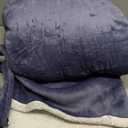 Wearable Blanket Hoodie with Cat Pouch, Gifts for Women Mom Girlfriend Pet Lovers, Extra Soft Sherpa Fleece & Cozy Flannel Blanket Sweatshirt, Gray Purple (Standard)