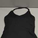 SUUKSESS Women Halter Tank Top with Built in Bra Cotton Ribbed V Neck Fitted Basic Going Out Summer Tops (Black, XL)
