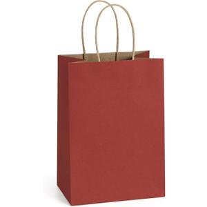 BagDream Kraft Paper Bags 100Pcs 5.25x3x8 Inches Small Kraft Gift Bags with Handles Bulk, for Shopping, Party Favor, Retail, Merchandise, Business, Red Paper Gift Sacks