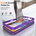for iPhone 16 Pro Max Case with Invisible Magnetic Stand, Compatible with Mag-Safe Translucent Matte with Built-in Screen Protector, Shockproof Protective Phone Case for Women Men, Purple