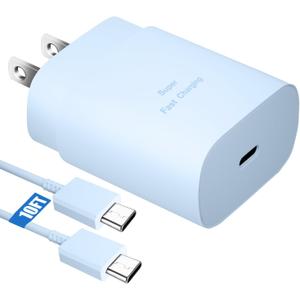 25W Super Fast Charging Cord Type C Block &10Ft USB C Android Phone Charger Cable for Samsung Galaxy S26/S25/S24/S24 Ultra/S24 Plus/S23 Ultra/S23/S23+/S22/S22 Ultra/S22+/S21Ultra/S20 Ultra/Note 20/10