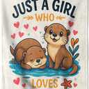 Cute Otter Flannel Blanket 50"x60" Adorable Cartoon Animal Illustration Lightweight Throw Blankets Birthday for Girls Women Office Bedroom Sofa Travel Home Decorate