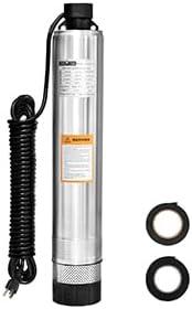 WASSERMANN 4" Septic Pump Submersible Effluent/Cistern Bottom Suction Pump with 33FT Cable,1HP,230V/60HZ,26GPM,138FT Head,Stainless Steel Deep Well Pumps for Septic Tank Home