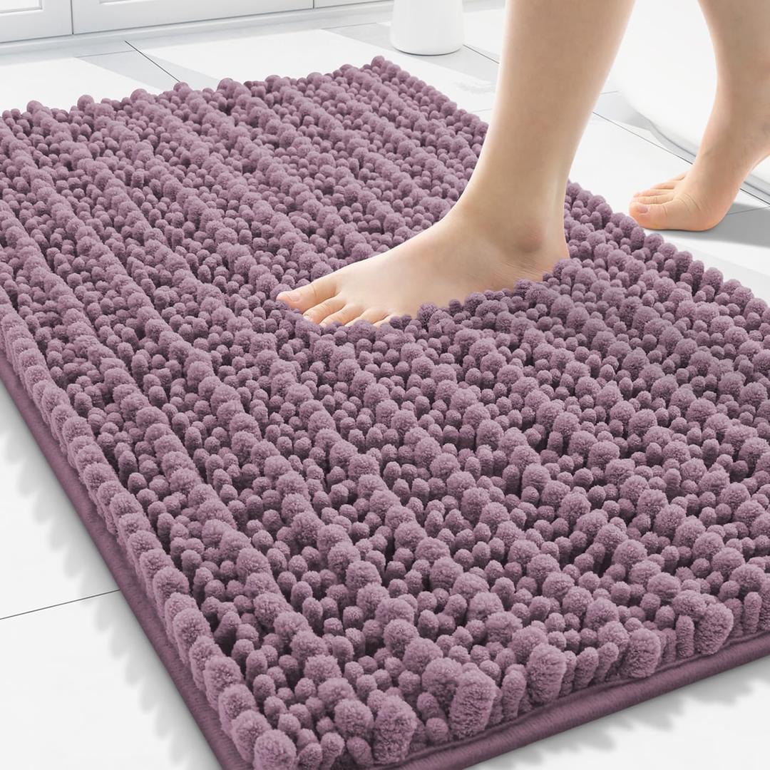 Smiry Bathroom Rugs Mat 30x20, Extra Soft Absorbent Chenille Bath Rugs, Non Slip Rubber Backing Machine Washable Quick Dry Bath Mats for Bathroom Floor, Tub, Shower, Home Decor Accessories, Deep Plum