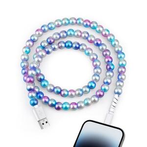 for iPhone Charging Cable Girls 3.3FT [MFi Certified] Fast Charger Cord Cute Pearl Beaded Phone Charger Cord USB Charging Cable for iPhone 14 13 12 11 Pro Max 8 7 6 Plus for iPad Pro/Air