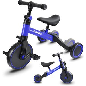 Elantrip 5 in 1 Balance Bike for 1 to 3 Years Old Kids,Toddler Tricycle Kids Trikes Tricycle, Best Toys for Boy & Girl, Balance Training,Adjustable Seat and Removable Pedal (Tricycle, Blue)