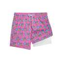 SurfTrak Mens Swim Trunks 5 Inch with Compression Liner Bathing Suit Quick Dry Beach Swim Shorts Lightweight Pockets Pink Pineapple (Pink, M)