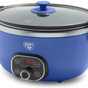 GreenLife 6QT Slow Cooker, Non-Toxic PFAS-Free Ceramic Nonstick Removable Interior Bowl, Programmable, Family Friendly, Keep Warm, Stovetop & Oven Safe, Dishwasher Safe Crock, Timer, Glass Lid, Blue