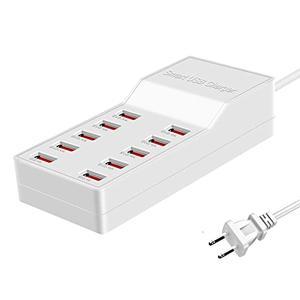 MaxLax USB Charger Station,10-Port 50W/10A Multiple USB Charging Station with Smart IC Technology,Multi Ports Charger Charging for Smartphones, Tablets And Other Devices.